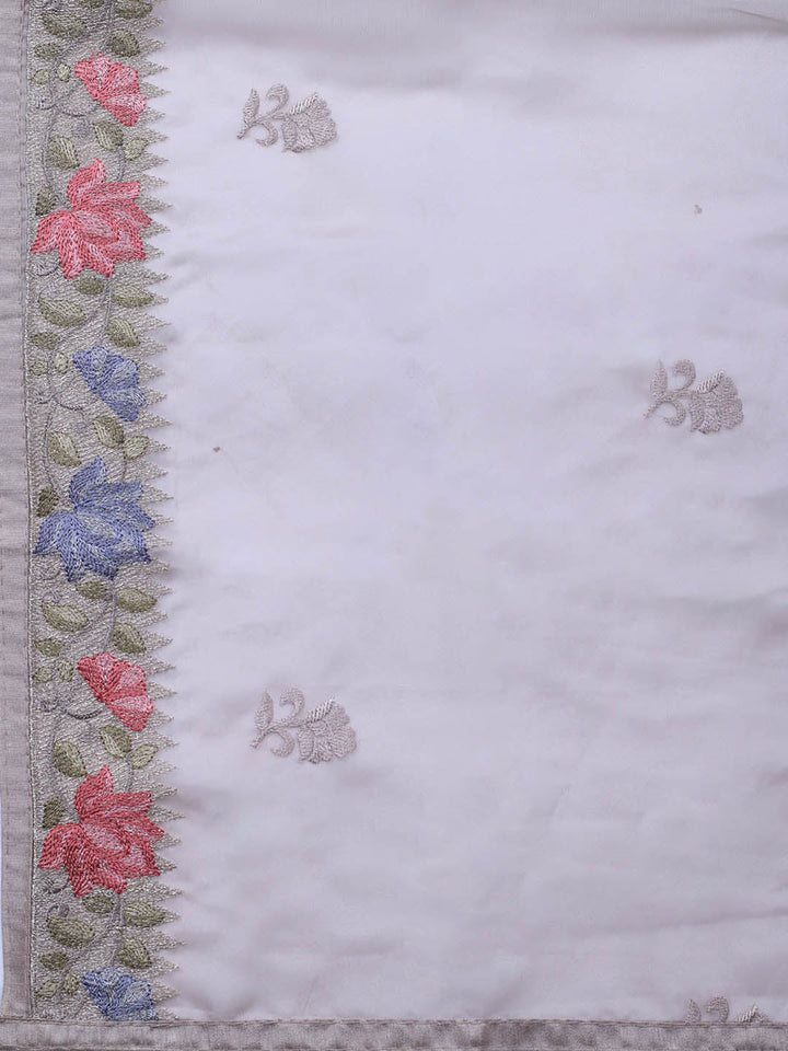 Neck Embroidery Organza Unstitched Suit Piece With Dupatta