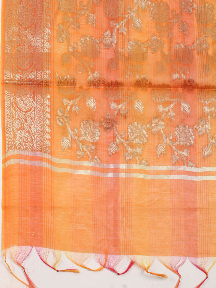 Woven Design Chanderi Unstitched Suit With Dupatta