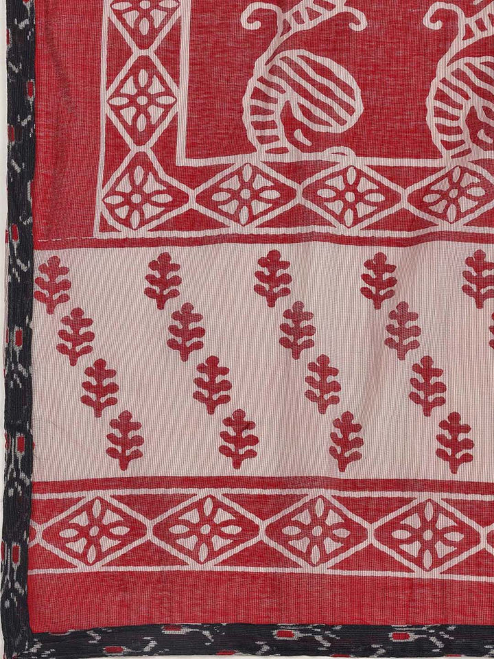 Printed Cotton Blend Unstitched Suit With Dupatta