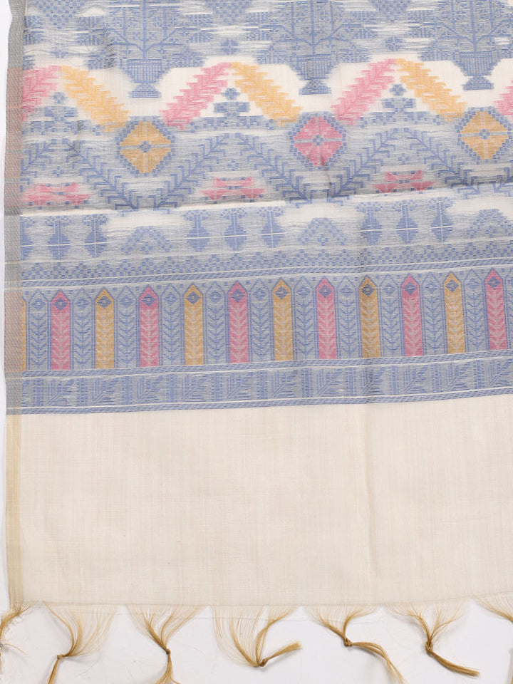 Jamdani Chanderi Unstitched Suit Piece With Dupatta