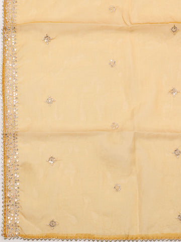 Neck Embroidered Chanderi Unstitched Suit With Dupatta