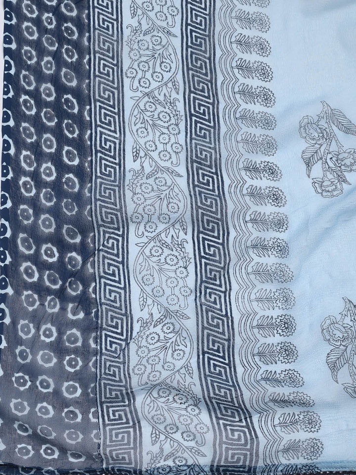 Printed Cotton Blend Unstitched Suit With Dupatta