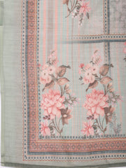 Floral Printed Linen Unstitched Suit With Dupatta
