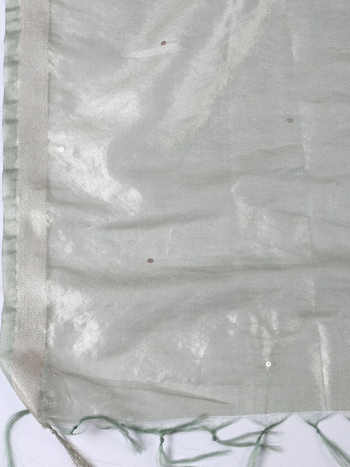 Neck Embroidered Organza Unstitched Suit With Dupatta