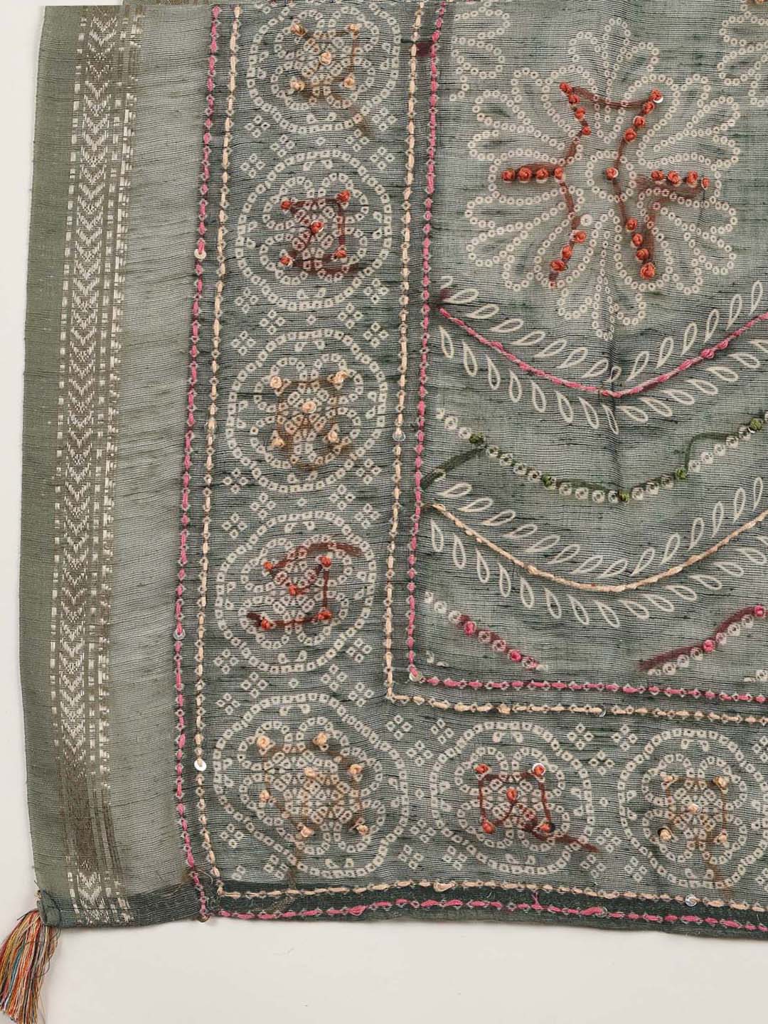 Yoke Embroidery Chanderi Unstitched Suit Piece With Dupatta