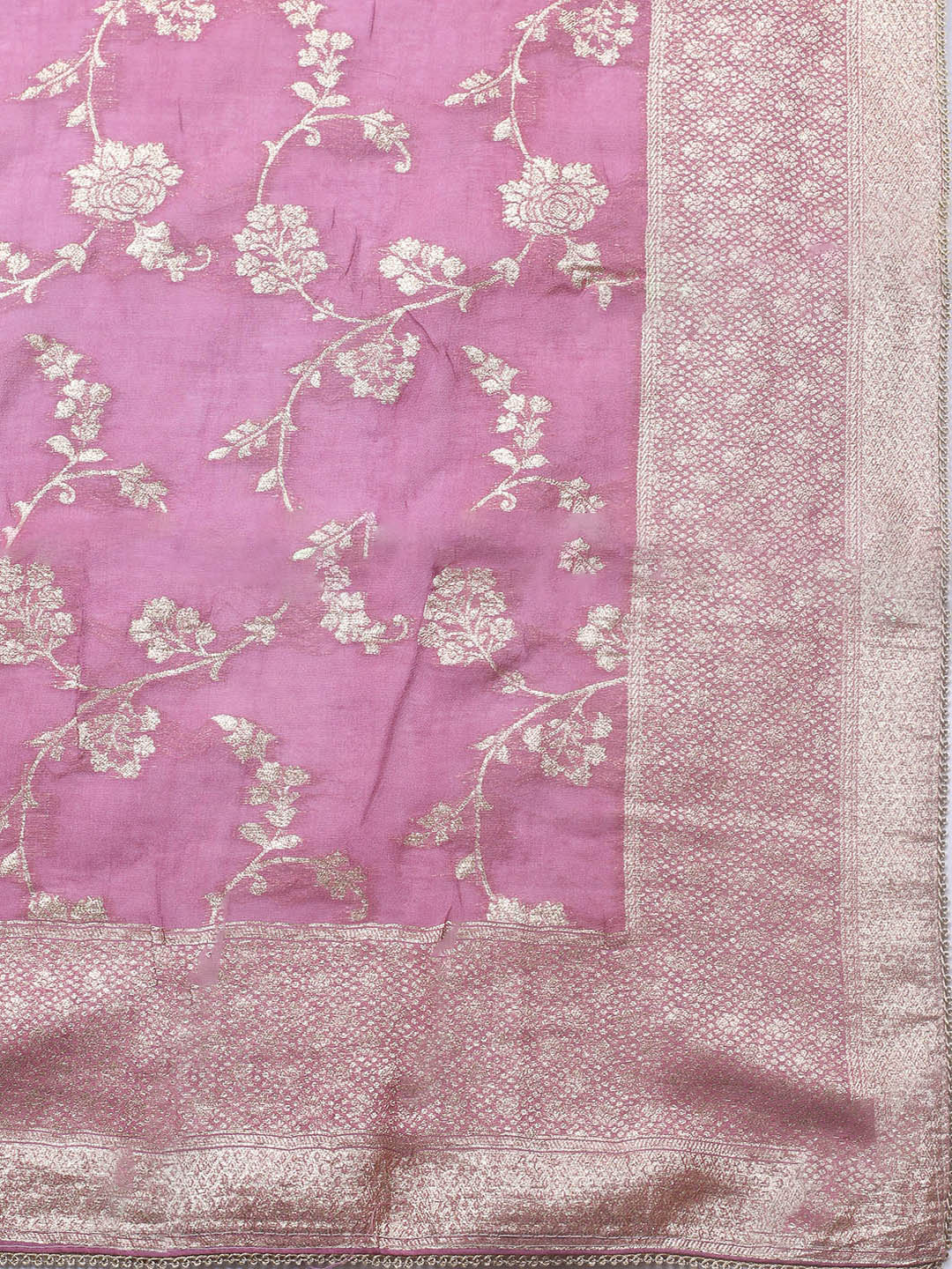 Neck Embroidery Chanderi Unstitched Suit With Dupatta