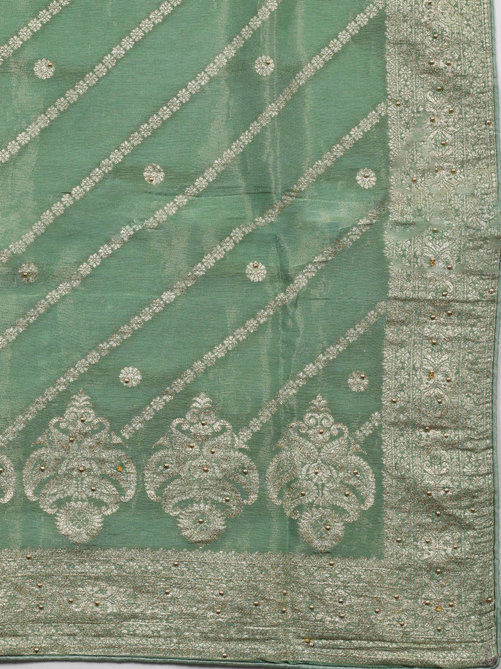 Woven Tissue Unstitched Suit With Dupatta