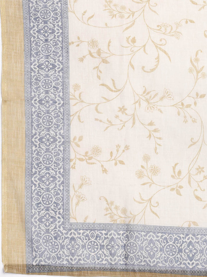 Neck Embroidered Chanderi Unstitched Suit Piece With Dupatta