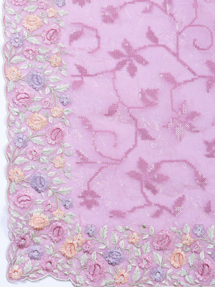 Embroidered Tissue Unstitched Suit With Dupatta
