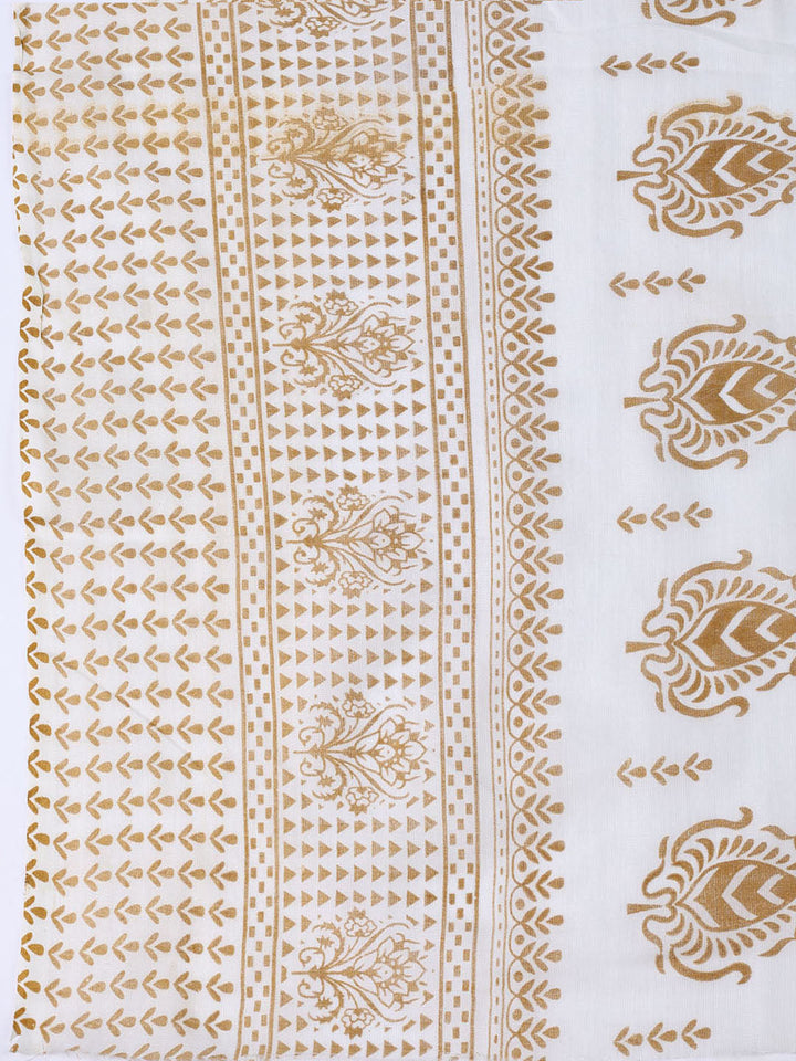 Printed Cotton Blend Unstitched Suit With Dupatta