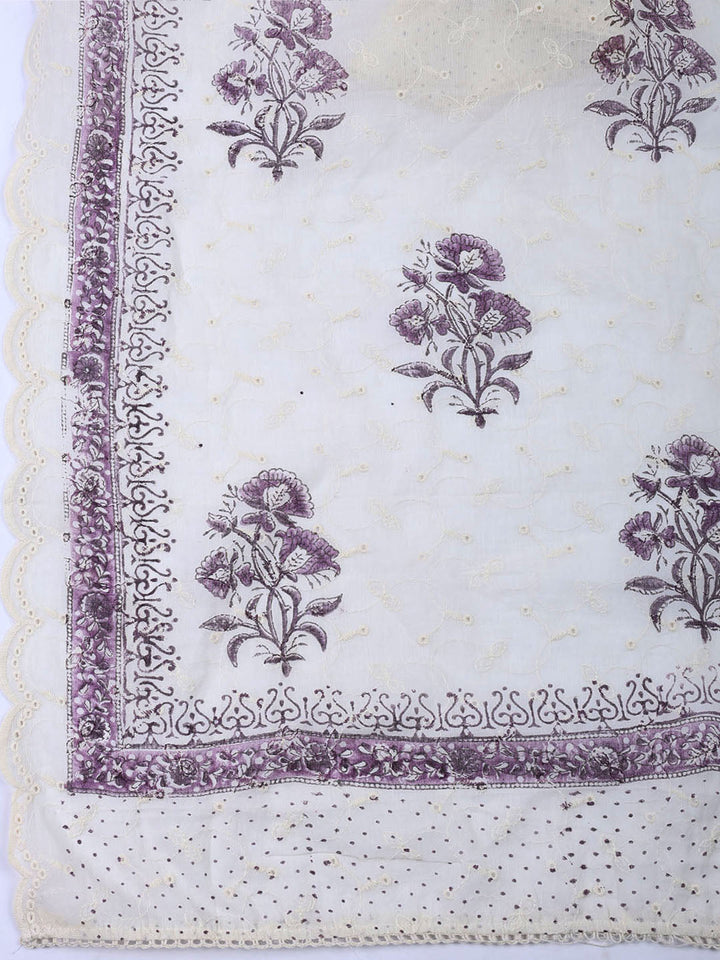 Neck Embroidery Cotton Blend Unstitched Suit With Dupatta