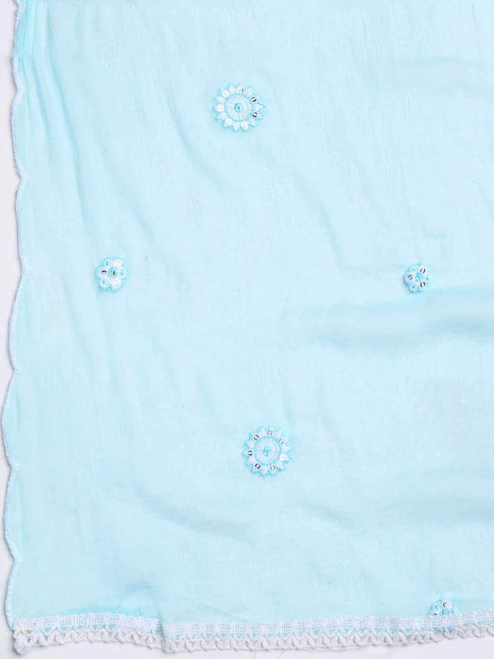 Embroidered Cotton Blend Unstitched Suit Piece With Dupatta