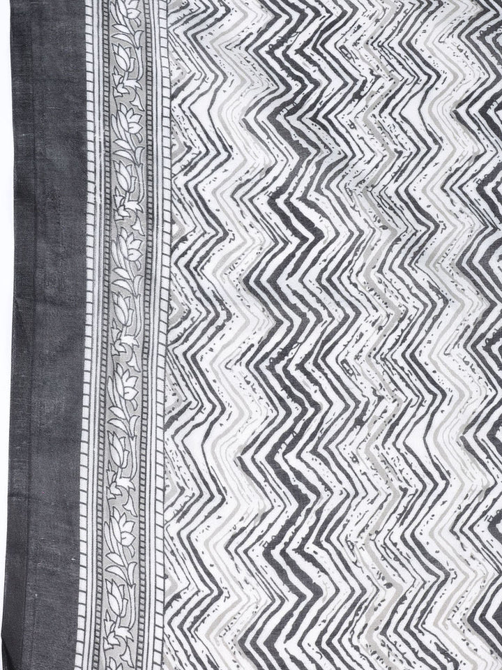Printed Cotton Blend Unstitched Suit With Dupatta