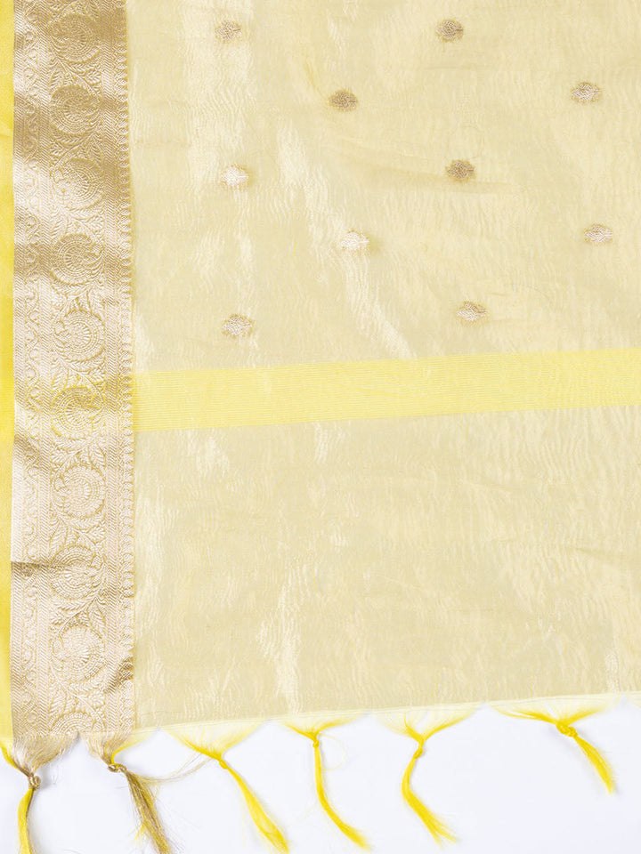 Neck Embroidered Tissue Unstitched Suit Piece With Dupatta