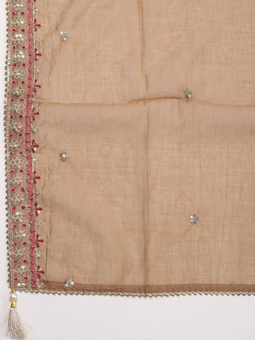 Neck Embroidered Cotton Unstitched Suit Dupatta