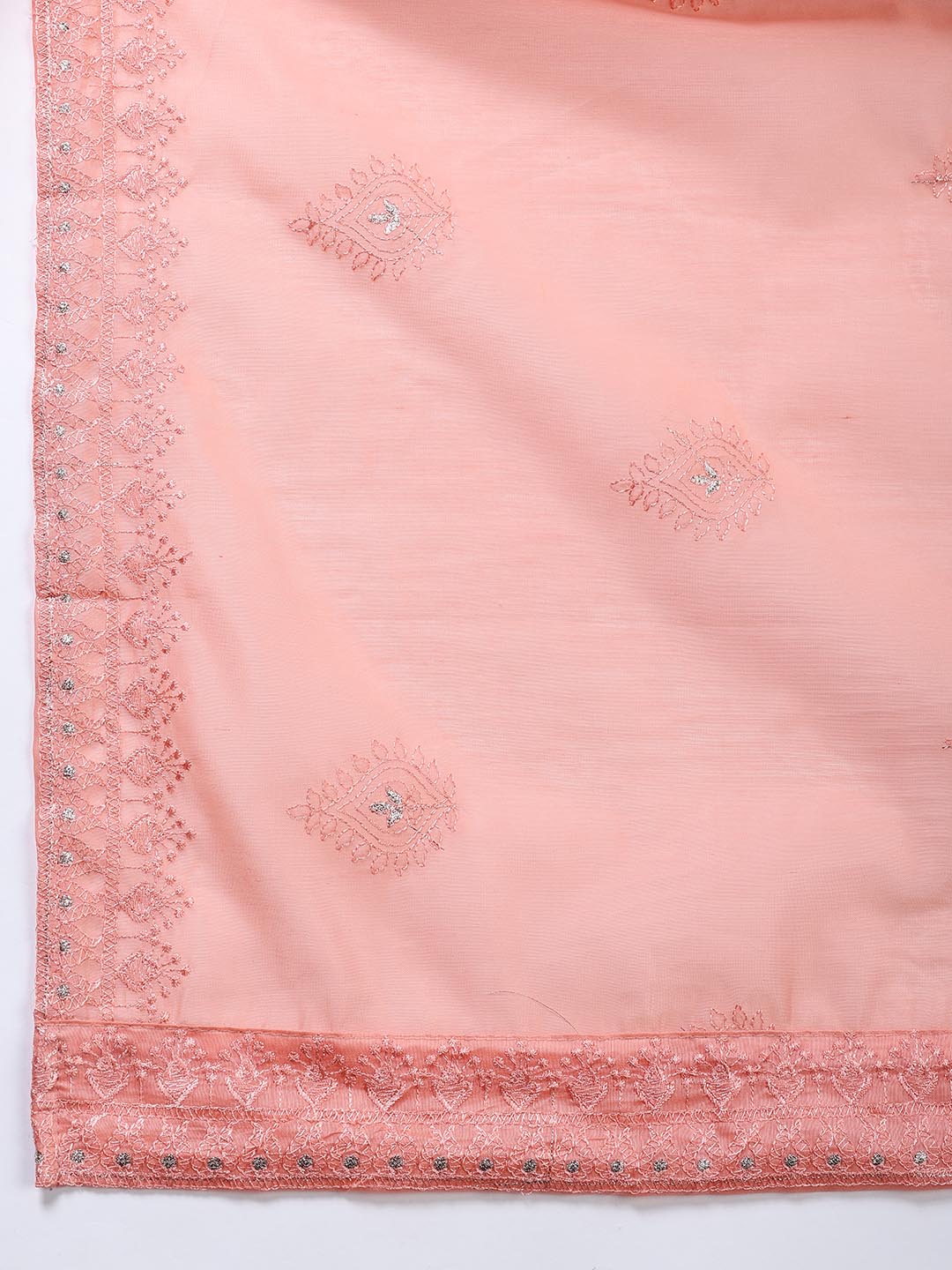Embroidered Chanderi Unstitched Suit With Dupatta