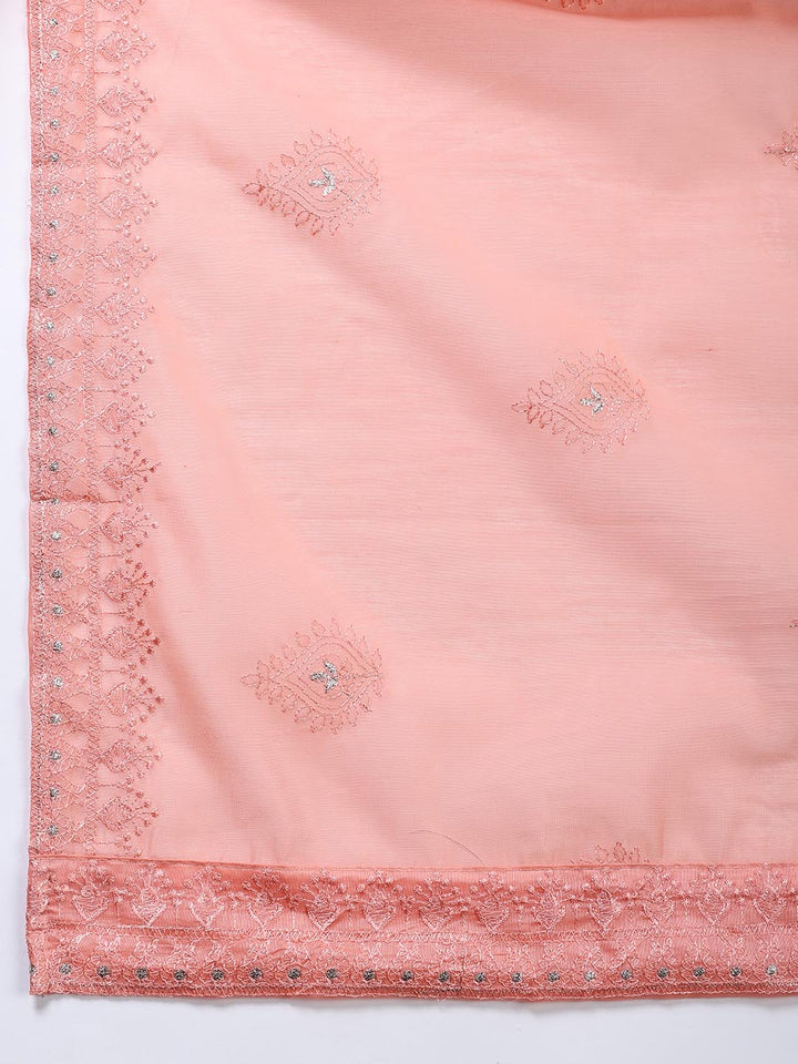 Embroidered Chanderi Unstitched Suit With Dupatta