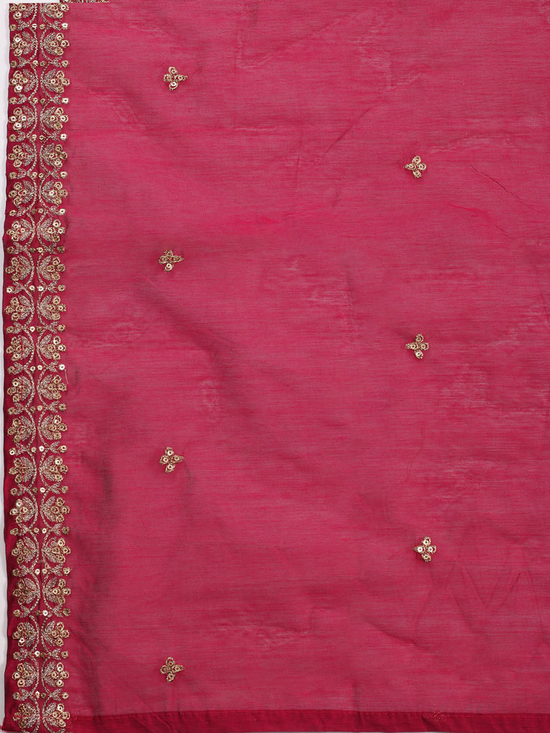 Neck Embroidered Chanderi Unstitched Suit Piece With Dupatta