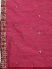 Neck Embroidered Chanderi Unstitched Suit Piece With Dupatta