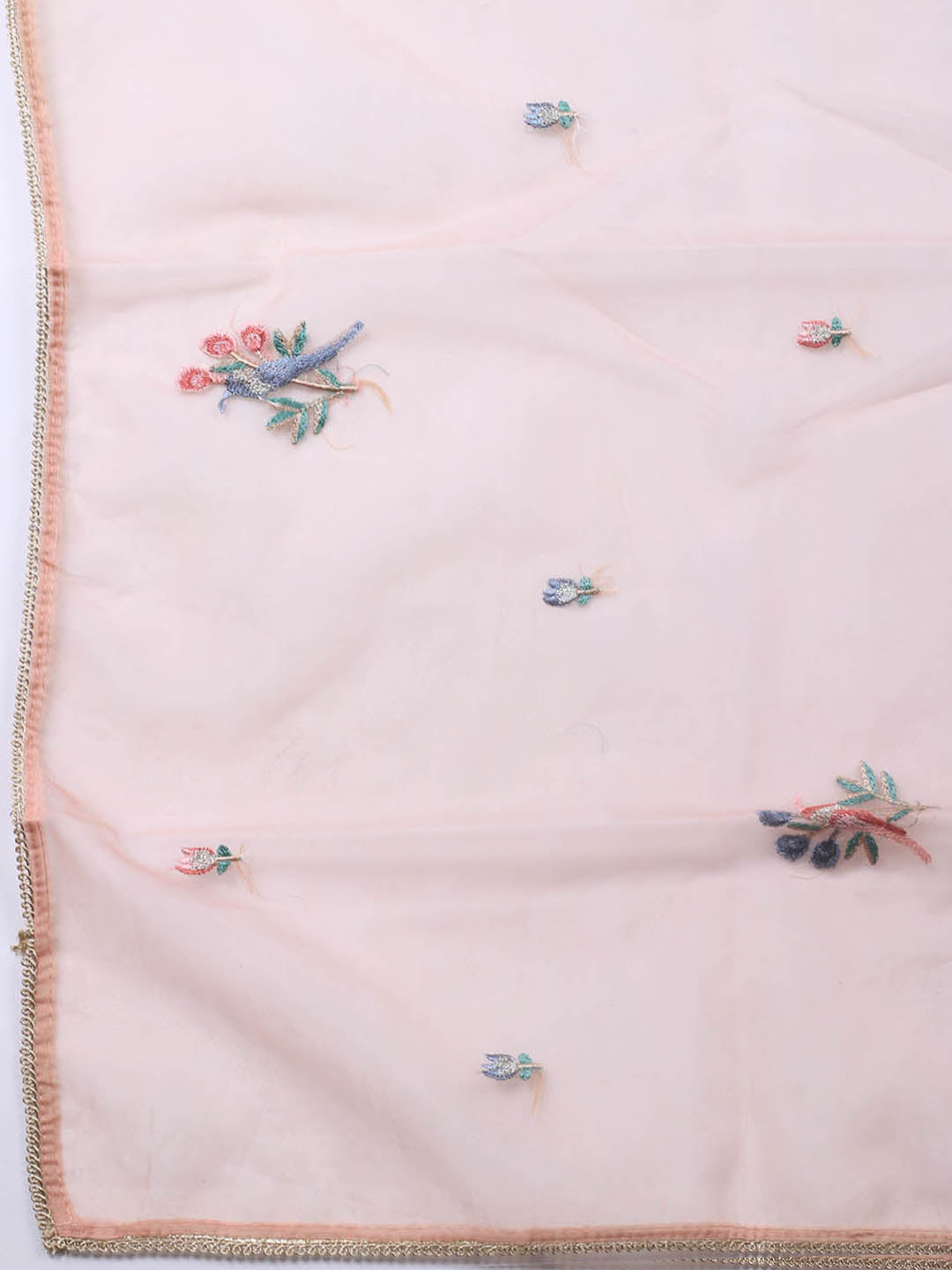 Neck Embroidered Organza Unstitched Suit Piece With Dupatta