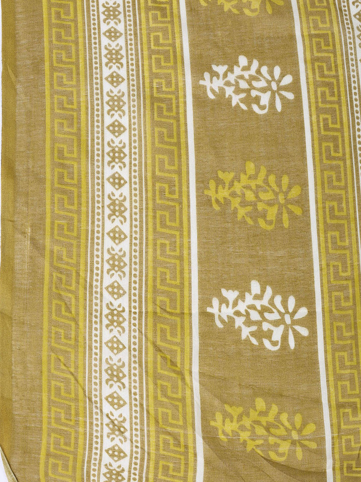 Printed Cotton Blend Unstitched Suit With Dupatta