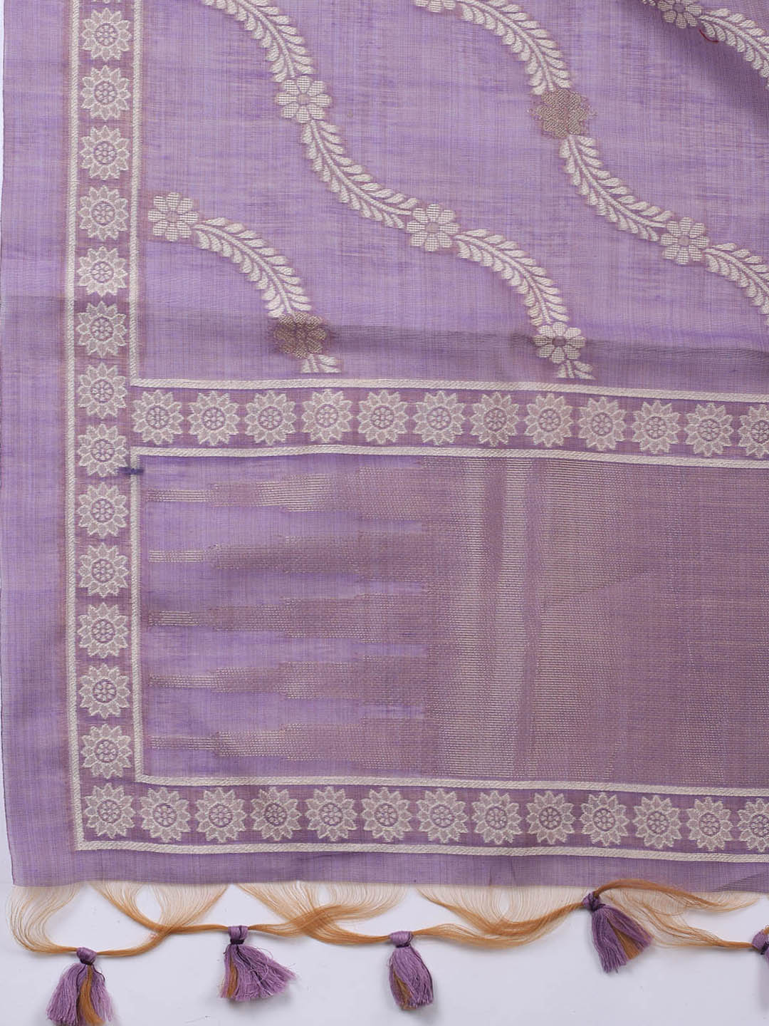 Neck Embroidered Chanderi Unstitched Suit With Dupatta
