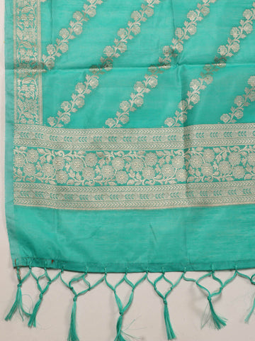 Ethnic Motifs Woven Chanderi Unstitched Suit With Dupatta