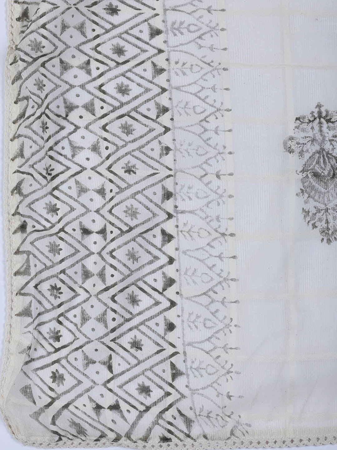 Neck Work Cotton Blend Unstitched Suit With Dupatta