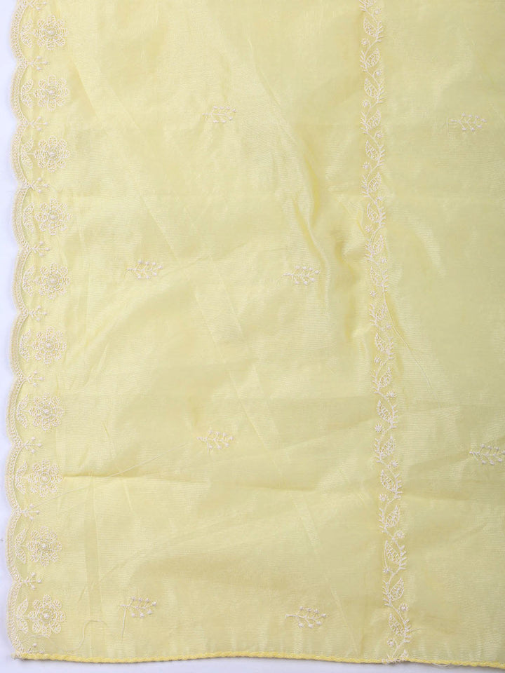 Embroidered Chanderi Unstitched Suit With Dupatta