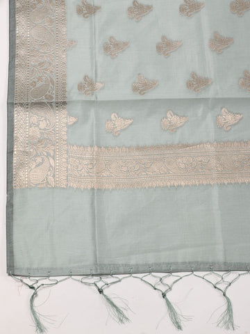 Woven Chanderi Unstitched Suit With Dupatta