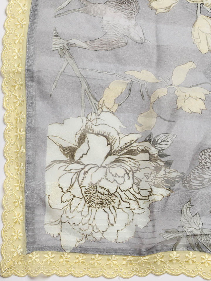 Embroidery Linen Unstitched Suit With Dupatta