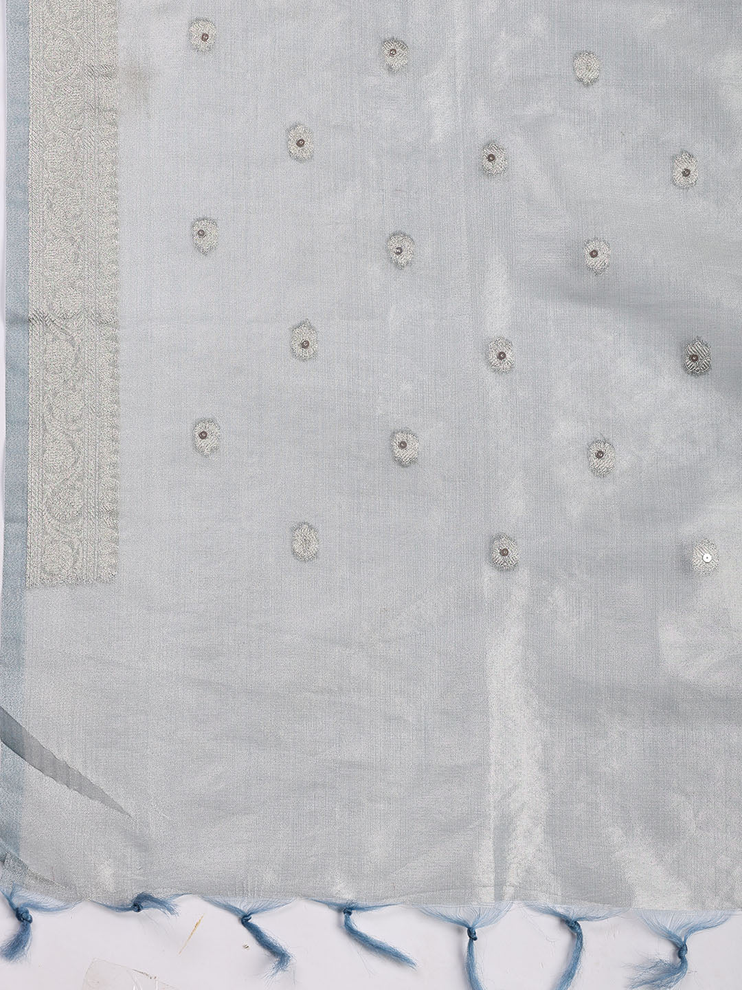 Neck Embroidered Tissue Unstitched Suit With Dupatta