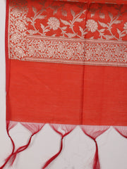 Woven Banarasi Chanderi Unstitched Suit With Dupatta