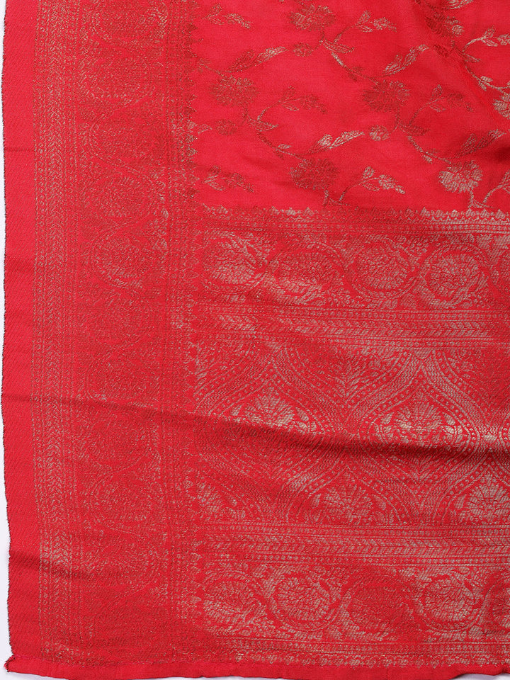 Embroidered Chanderi Unstitched Suit Piece With Dupatta