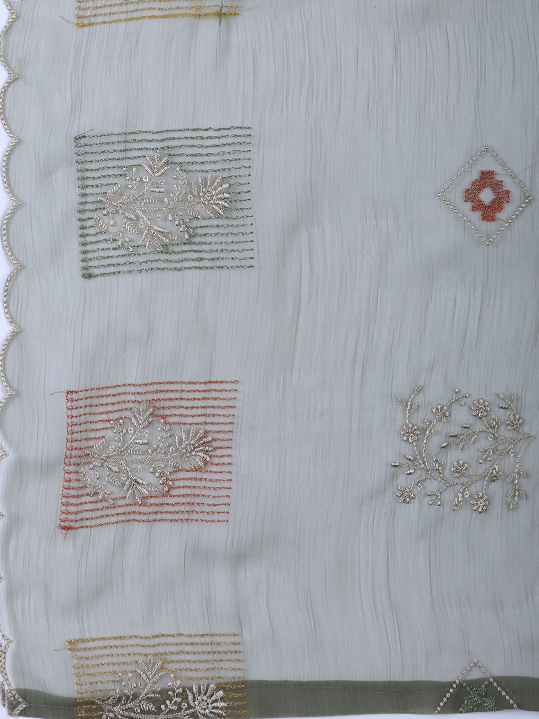 Embroidered Organza Unstitched Suit With Dupatta
