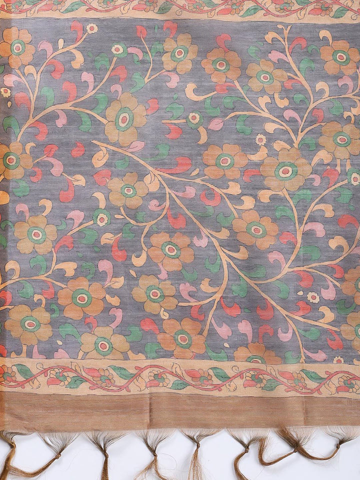 Neck Embroidered Tussar Unstitched Suit Piece With Dupatta