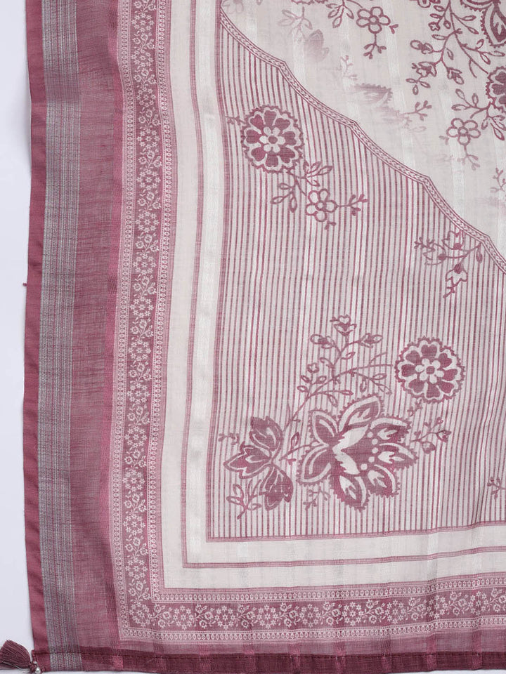 Printed Linen Unstitched Suit Piece With Dupatta