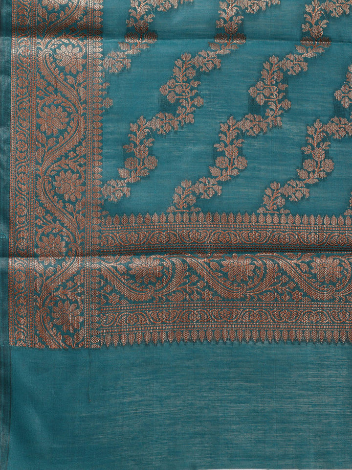 Woven Chanderi Unstitched Suit Piece With Dupatta