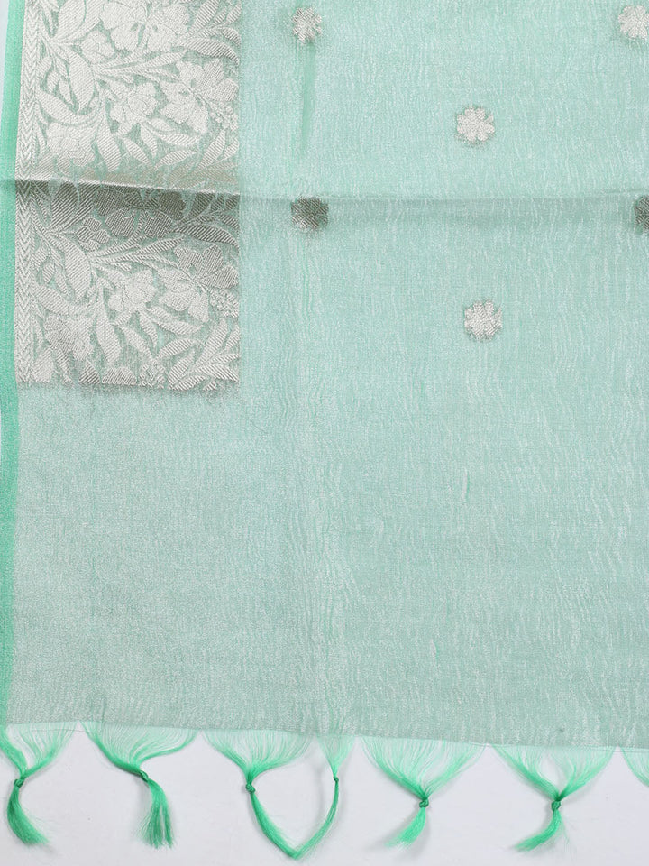 Neck Embroidered Tissue Unstitched Suit Piece With Dupatta