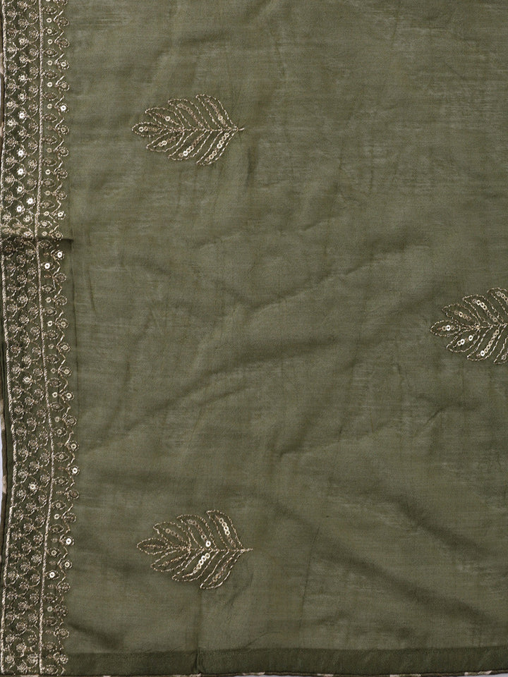 Neck Embroidered Cotton Blend Unstitched Suit With Dupatta