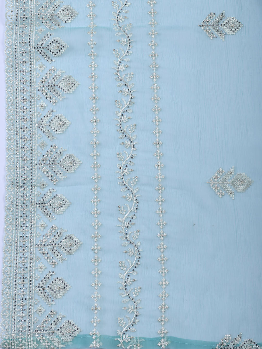 Embroidered Organza Unstitched Suit With Dupatta