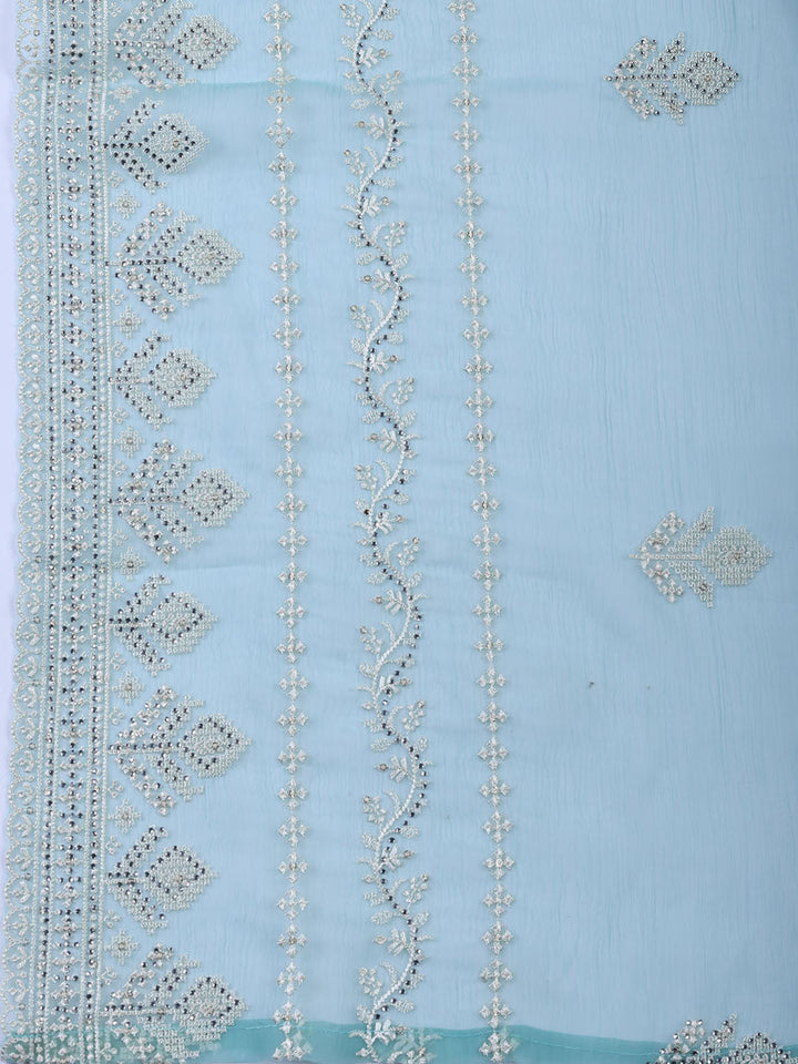 Embroidered Organza Unstitched Suit With Dupatta