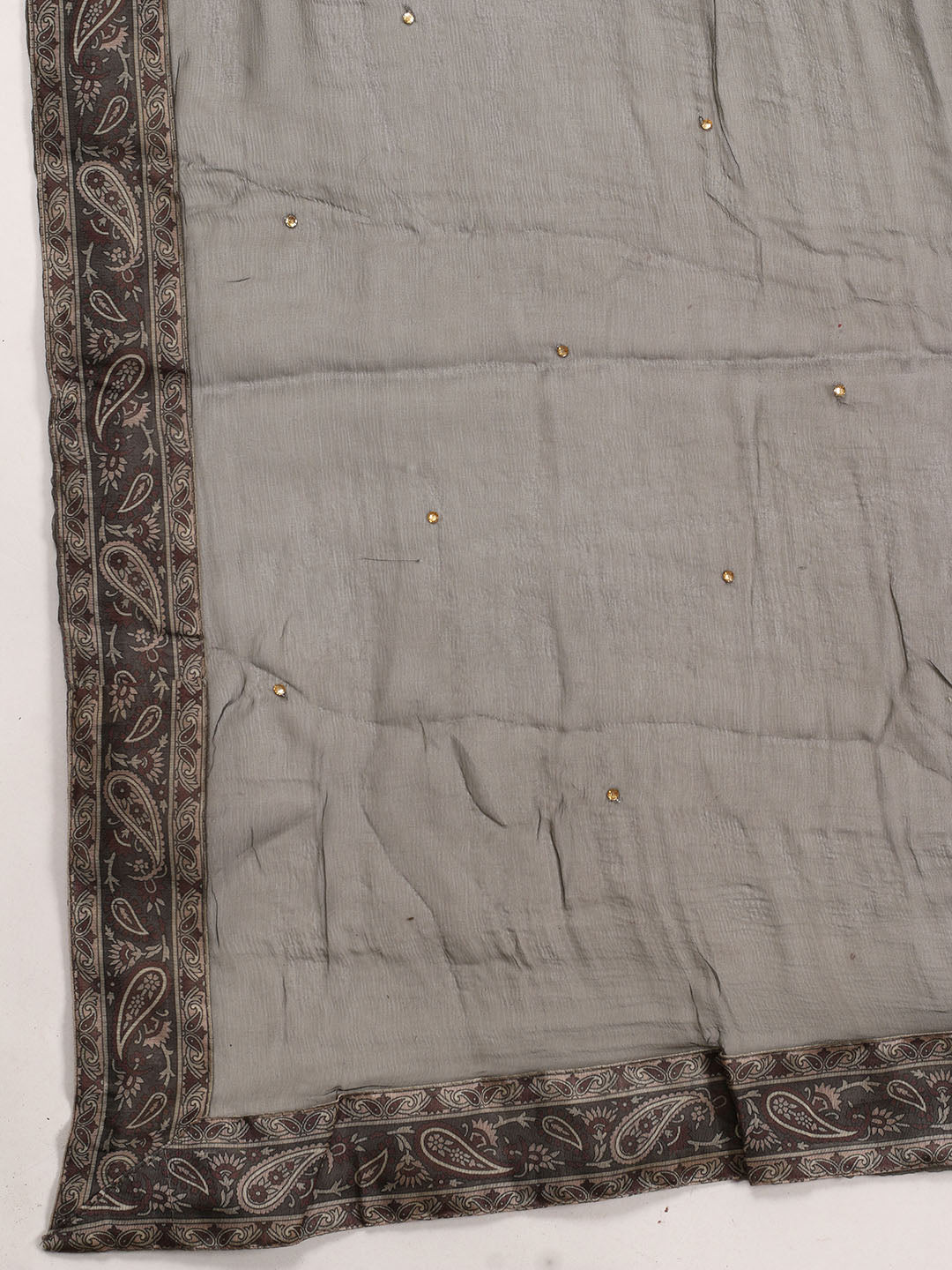 Neck Patti Chanderi Unstitched Suit Piece With Dupatta
