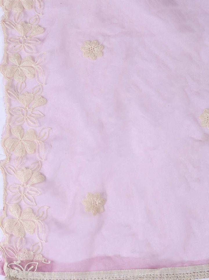 Neck Embroidery Chanderi Unstitched Suit With Dupatta
