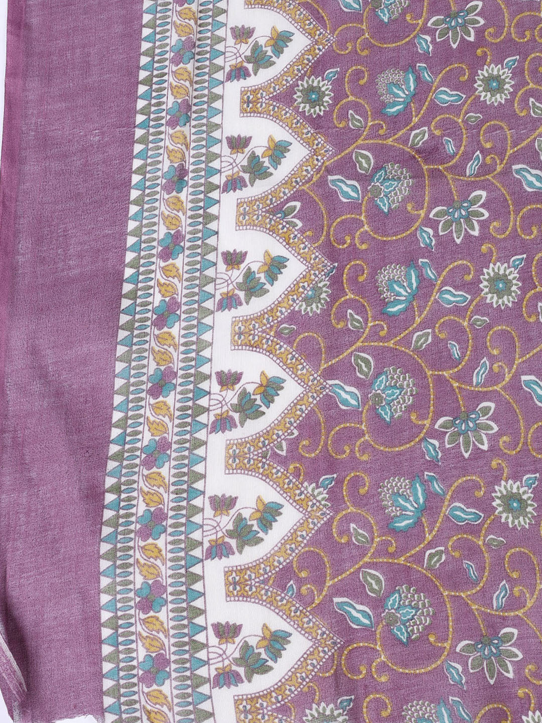 Printed Cotton Blend Unstitched Suit With Dupatta