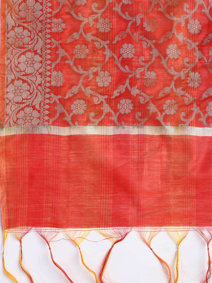 Woven Chanderi Unstitched Suit With Dupatta