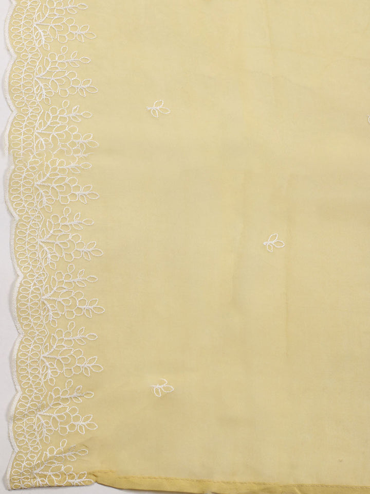 Neck Work Chanderi Unstitched Suit Piece With Dupatta