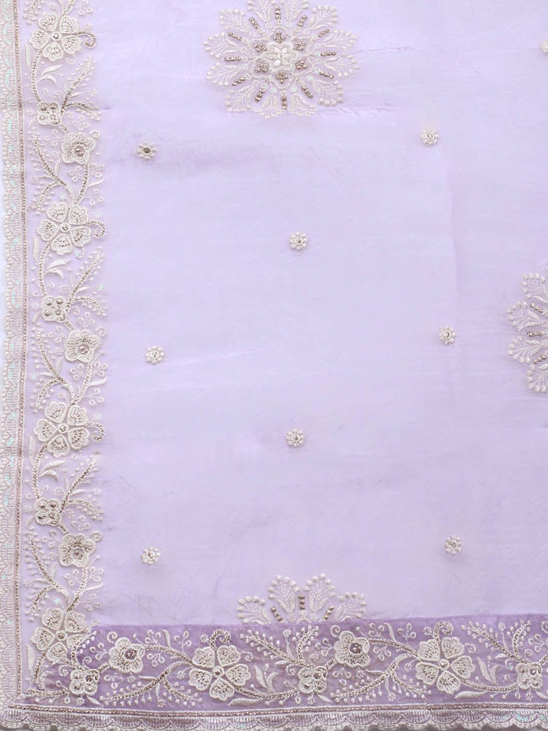Neck Embroidery Organza Unstitched Suit Piece With Dupatta
