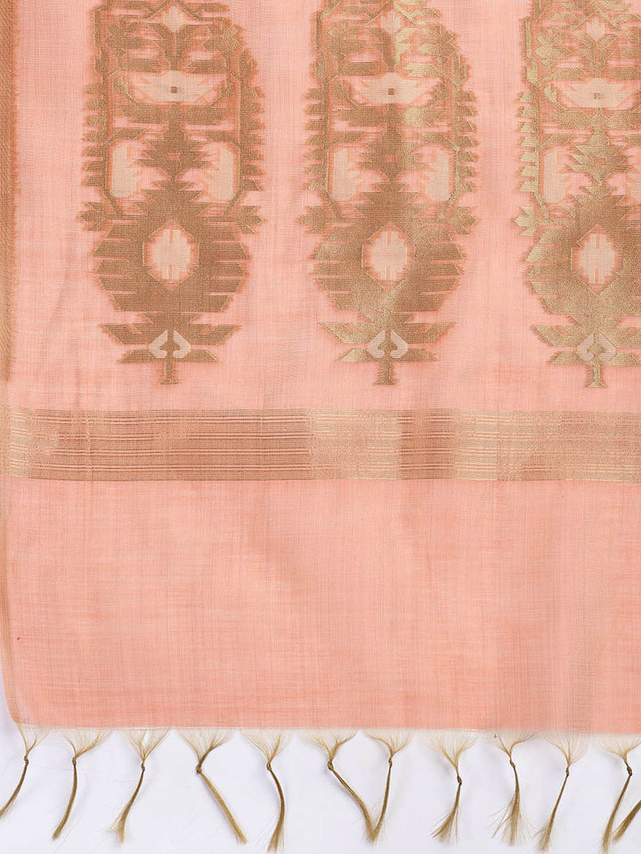 Jamdani Work Chanderi Unstitched Suit Piece With Dupatta
