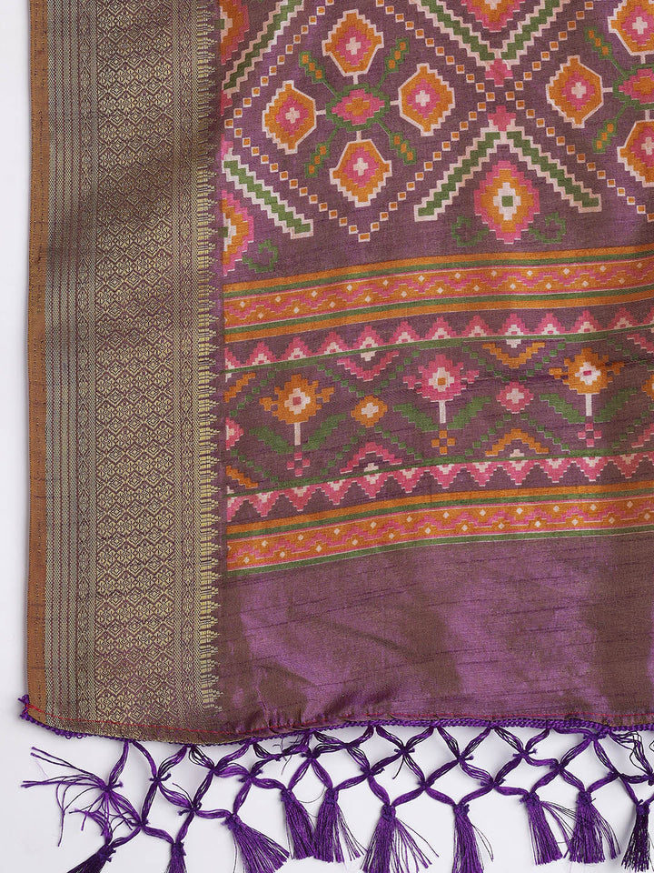 Art Silk Unstitched Suit Piece With Dupatta
